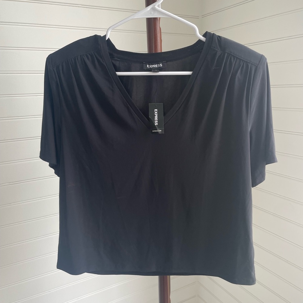Express Black V-Neck Crop Top